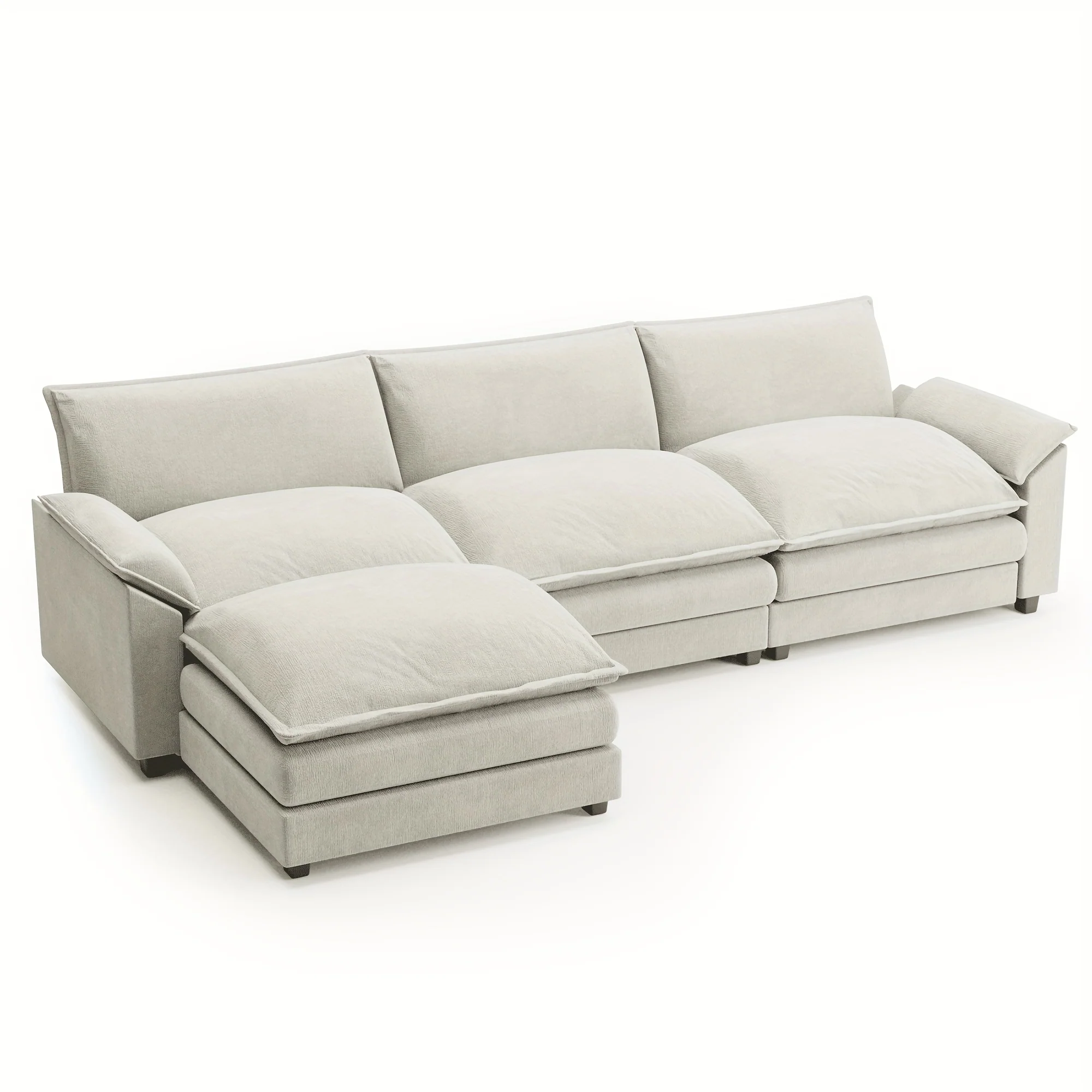 Reversible Toffee 3-seat L-shaped Sectional Sofa with Movable Footrest from Local Warehouse